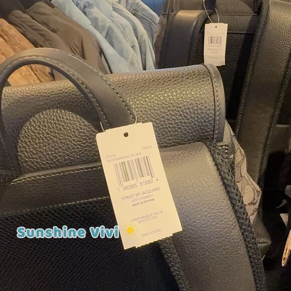 NWT Coach CT016 Men's Spring Backpack In Signature Jacquard Bag Charcoal/Black - Picture 3 of 8